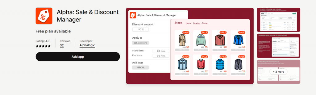 Best Discount Apps for Shopify
Alpha: Sale & Discount Manager