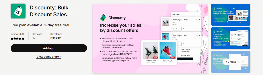 Best Discount Apps for Shopify
Discounty: Bulk Discount Sales