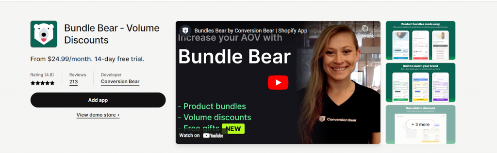 Best Discount Apps for Shopify
Bundle Bear ‑ Volume Discounts