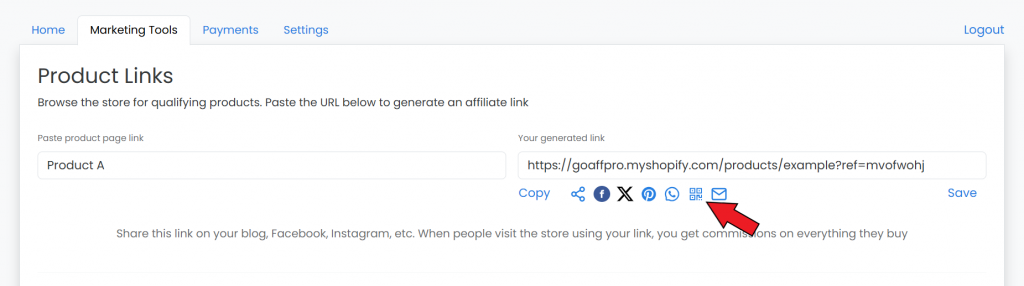 QR codes for specific product pages